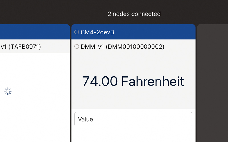 Screenshot from the iPad demoing tools